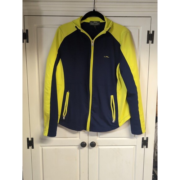 Ralph Lauren Active- Jacket Women XL Blue Neon Green Full Zip Track - Picture 1 of 7